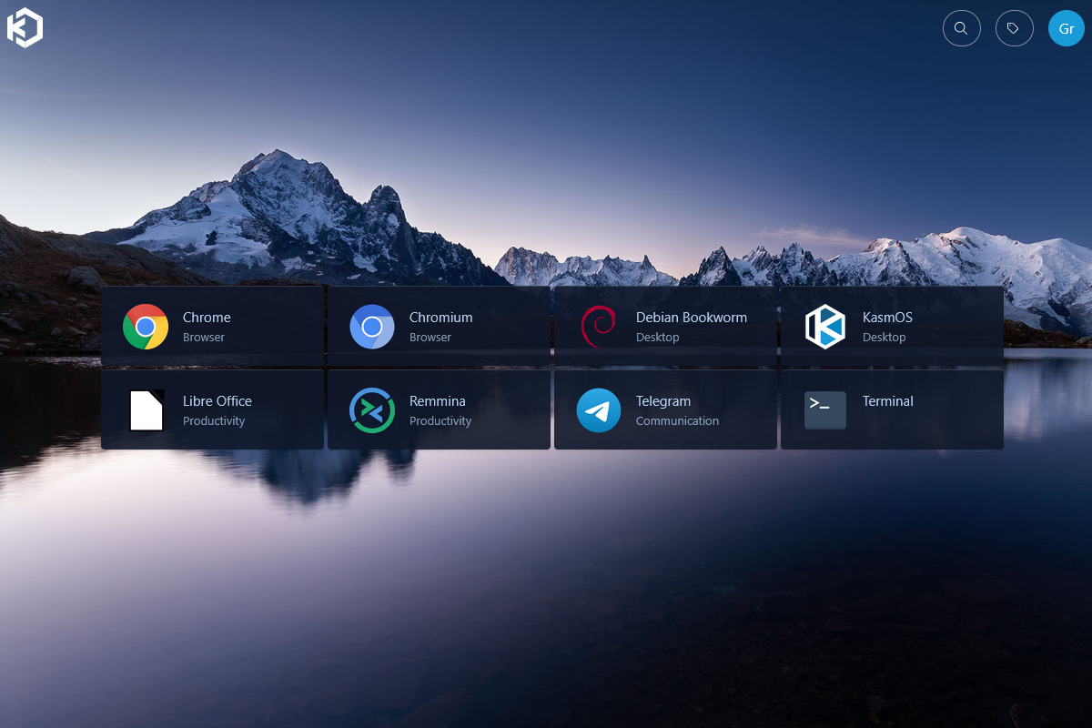 KASM workspace dashboard preview